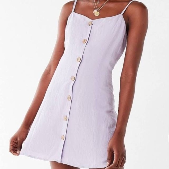 Urban Outfitters Button Front Mini Dress Criss-Cross Back Mini Dress in Lavender - Picture 1 of 12
